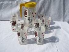 Service de jus de fruits vintage année 60 motif jeu de cartes et joker