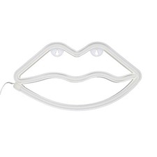 Lampe à Néon Lèvre avec Accroche murale Alimentation câble ou piles AA - Rouge