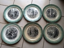 6 ANCIENNES ASSIETTES PARLANTES "ESPRIT DES BETES" DIGOIN SARREGUEMINES 