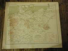 RARE CARTE GEOGRAPHIQUE ALLEMAGNE HOUILLE LIGNITE MINES SAARBRUCK COLOGNE 1891