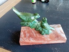 Socle Marbre Et Regule 2 Oiseaux A Restaurer