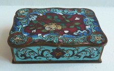 Boite à timbres en émail cloisonné ancien fin 19e siècle