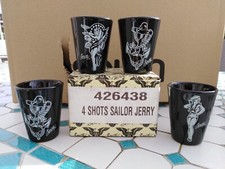 4 verres shots rhum sailor Jerry pin up en céramique no ricard Havana club