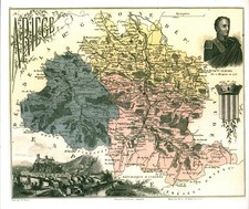 Réédition de gravure ancienne carte région département français Ariège