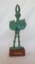 STATUETTE / SCULPTURE "FRANCO D'ASPRO" LE GUERRIER - BRONZE - SOCLE BOIS