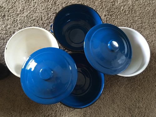 Vintage cobalt blue enamelware - blue,