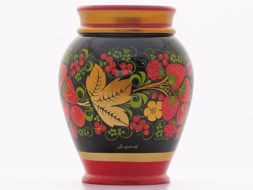 Vase bois peint la main - à,