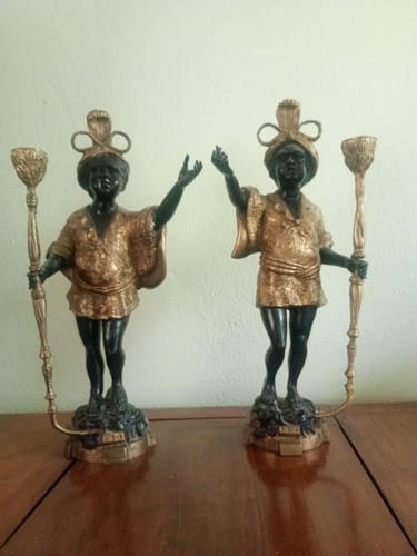 Paire statuette bougeoir - paire,