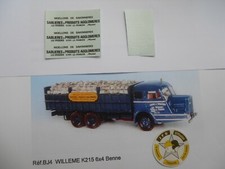 MINITRUCKS 1/50 LOT DECALS D'ORIGINE REF BJ4 WILLEME K215 6X4 BENNE