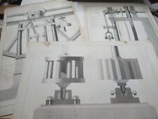 3 BELLES AQUARELLES MACHINE A VAPEUR HAUTE PRESSION CYLINDRES 1860-80 MECANIQUE