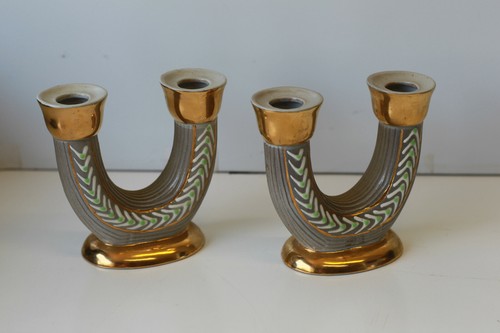 Paire bougeoirs en - de,