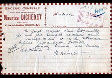 VERNEUIL-sur-AVRE (27) EPICERIE "ROBERGEL / Maurice BICHERET Succ" en 1936