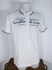 Polo coton blanc épais GAASTRA L/42 brodé Transatlantic Crossing bord bleu