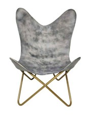 Fauteuil Papillon En Cuir Rustique Fait Main Chaise Pliable Classique