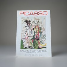 Pablo PICASSO : Gentilhomme et arlequin, Affiche originale d'époque 1972