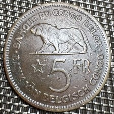 PIECE DE 5 FRANCS CONGO BELGE