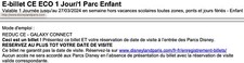 2 billets Disneyland Paris 1jour/1parc ÉCO non daté enfant (2x54€)