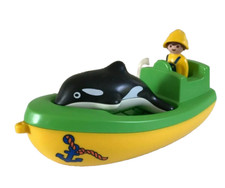 26⚜️ Jouet Bateau de Pêcheur et Dauphin Playmobil 123 Réf 6739