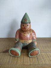 Ancien Clown Sculpté En Bois Peint À La Main - Coloré - Vintage 