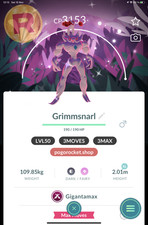 Shiny Gmax Grimmsnarl LVL50 3MOVES 3MAX Special Background Wild Area 2025 Gig...
