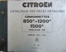 CITROEN TYPE H 850 1200 1500 KG  CATALOGUE DE PIECES DETACHEES 1948_61  ORIGINAL