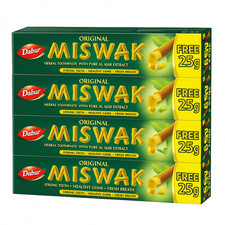 Dentifrice Dabur au Miswak Blanchiment naturel 4 tubes de 75g Sans alcool Siwak