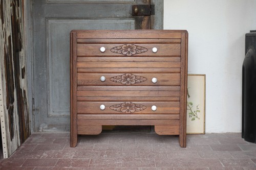 Commode bois tiroirs meuble - 3, tiroirs,