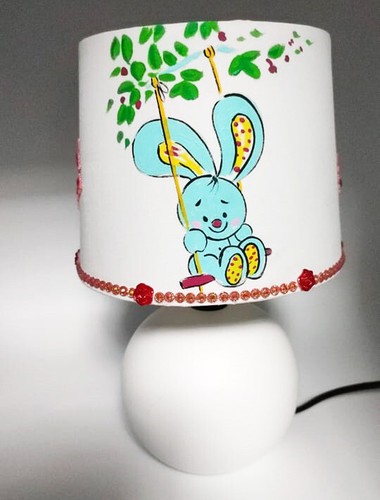 Lampe chevet peint main - peint,