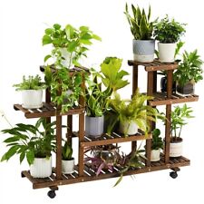 Etagère à Fleurs Supports de Pots Roulettes Porte Plante 6 Tablettes Bois Jardin