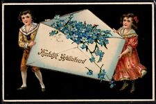 BS100 CONGRATULATIONS VICTORIAN CHILDREN HUGE ENVELOPE FORGET ME NOT Embossed
