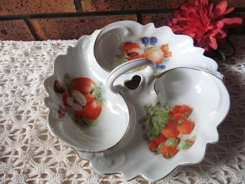 Ancien plat serviteur - serviteur, fruits