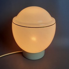 Lampe de Table Verre Murano Blanc Or Design Moderniste Space Age Ans 70
