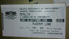 billet ticket de concert METALLICA Paris Bercy 1996 C.O.C