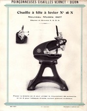 DIJON (21) ATELIER de CONSTRUCTION CISAILLE à tole à levier N°16N "VERNET" Tract