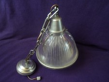 Suspension Holophane Vintage Verre Complète Années 50/60 usine garage lampe