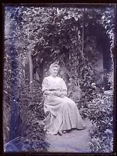 Femme Portrait PHOTO NEGATIVE c1920 sur Plaque everre Vintage V41L4n3