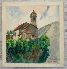 Ancienne aquarelle signée Vue