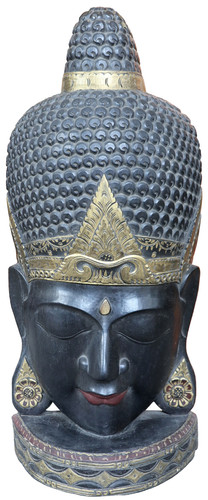 Tête bouddha bois - bouddha, en