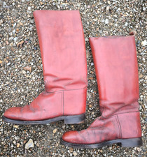 bottes cuir brun rouge