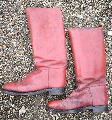 Bottes cuir brun rouge - cuir,