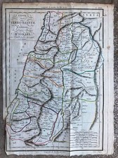Carte XVIIIe Douze Tribus Israël Terre Sainte Palestine Twelve Tribes of Israel