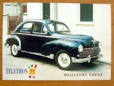 203 C PEUGEOT 1959 Carte postale téléthon 1999 Voeux Rétromobile années 50