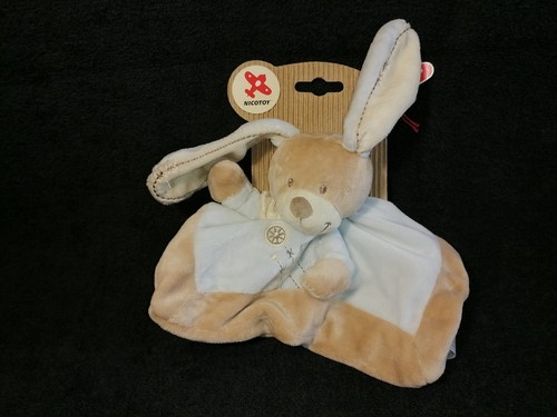 Doudou plat lapin - , bleu