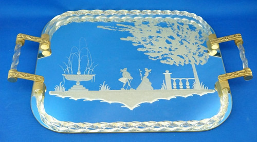 Grand plateau miroir verre - , de