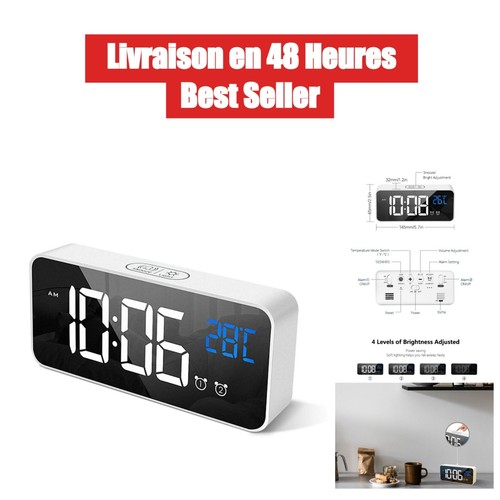 Réveil numérique miroir led - réveil,
