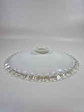 -BEL ABAT JOUR SUSPENSION OPALINE BLANCHE bord incolore Volanté début XXe lustre