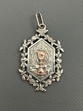 MEDAILLE RELIGIEUSE ANCIEN ARGENT MASSIF OR ANTIQUE