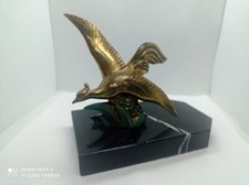 Déco vintage 30s Statuette Mouette en bronze sur socle en marbre noir