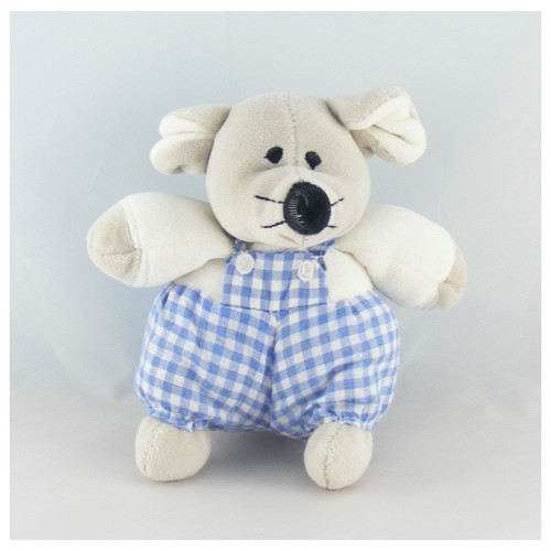 Doudou souris grise blanche
