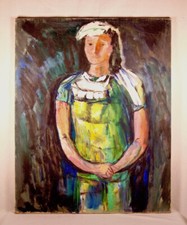 XXe Portrait Femme Huile sur